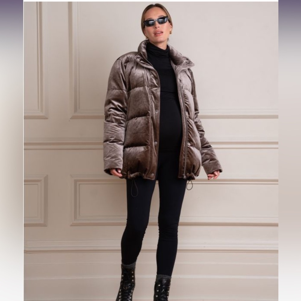 NEW Seraphine Aris Maternity and Babywearing Velvet Puffer Coat Size 10